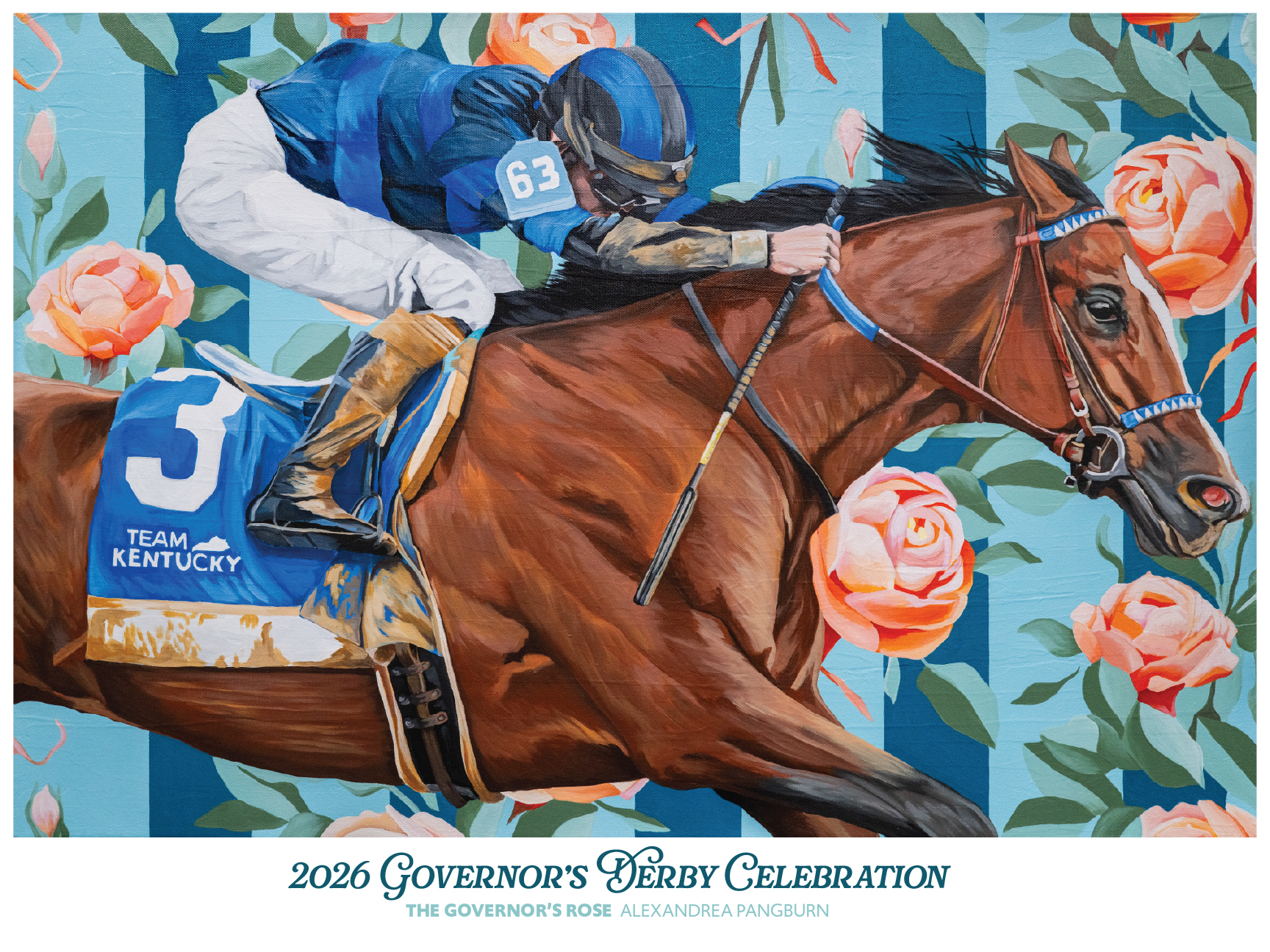 Painting of a horse and jockey